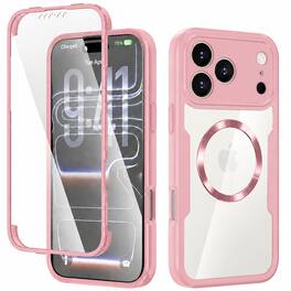 Dteck - Case For iPhone 18 Pro Built in Screen Protector, Compatible with Magsafe Accessory, Shockproof Clear Full Body Cover - Pink