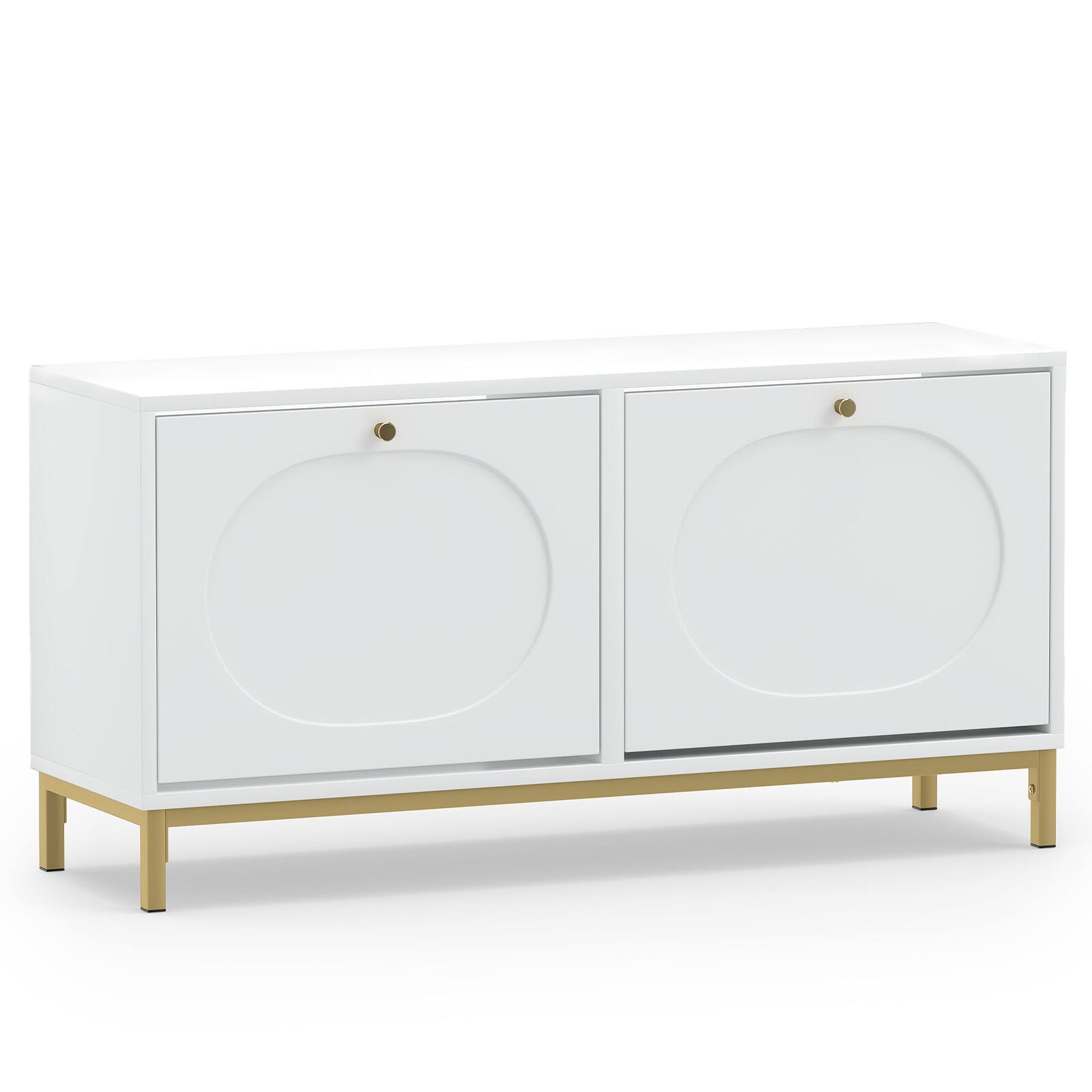 Alt View 9. Costway - Costway Shoe Storage Bench, Narrow Entryway Bench with 2 Flip Drawers & Adjustable Shelves - White + Golden.