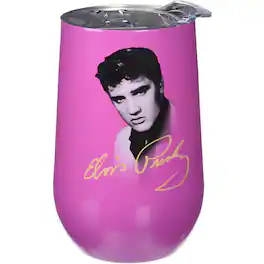 Spoontiques - Elvis Presley Logo Stainless Steel Double Wall Insulated Wine Tumbler 16 ounce - Pink