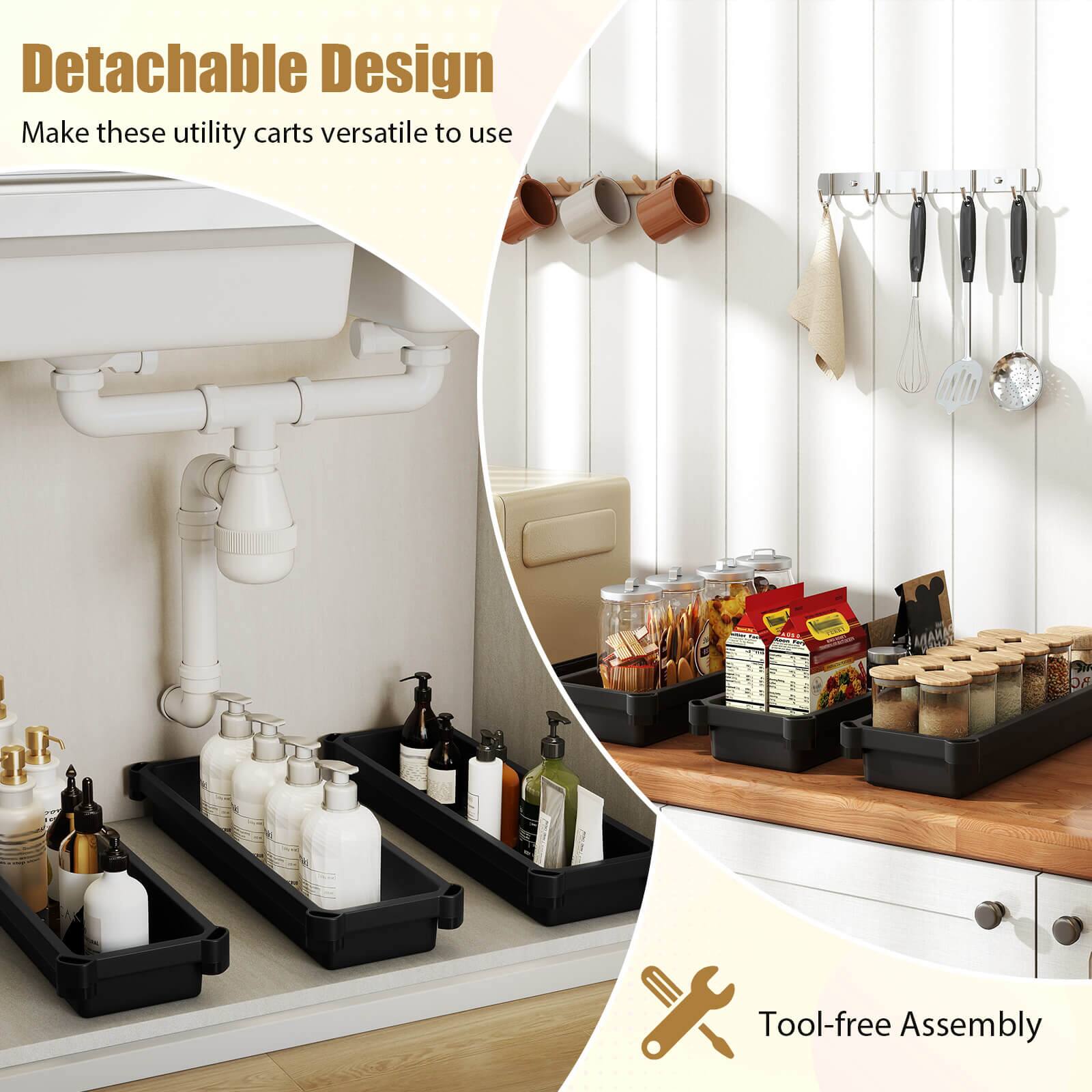 Detachable Design  
Make these utility carts versatile to use  

Tool-free Assembly