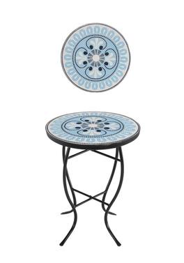 Jiallo - Mosaic Art Collection Pansies Blue Accent Table - Light Blue