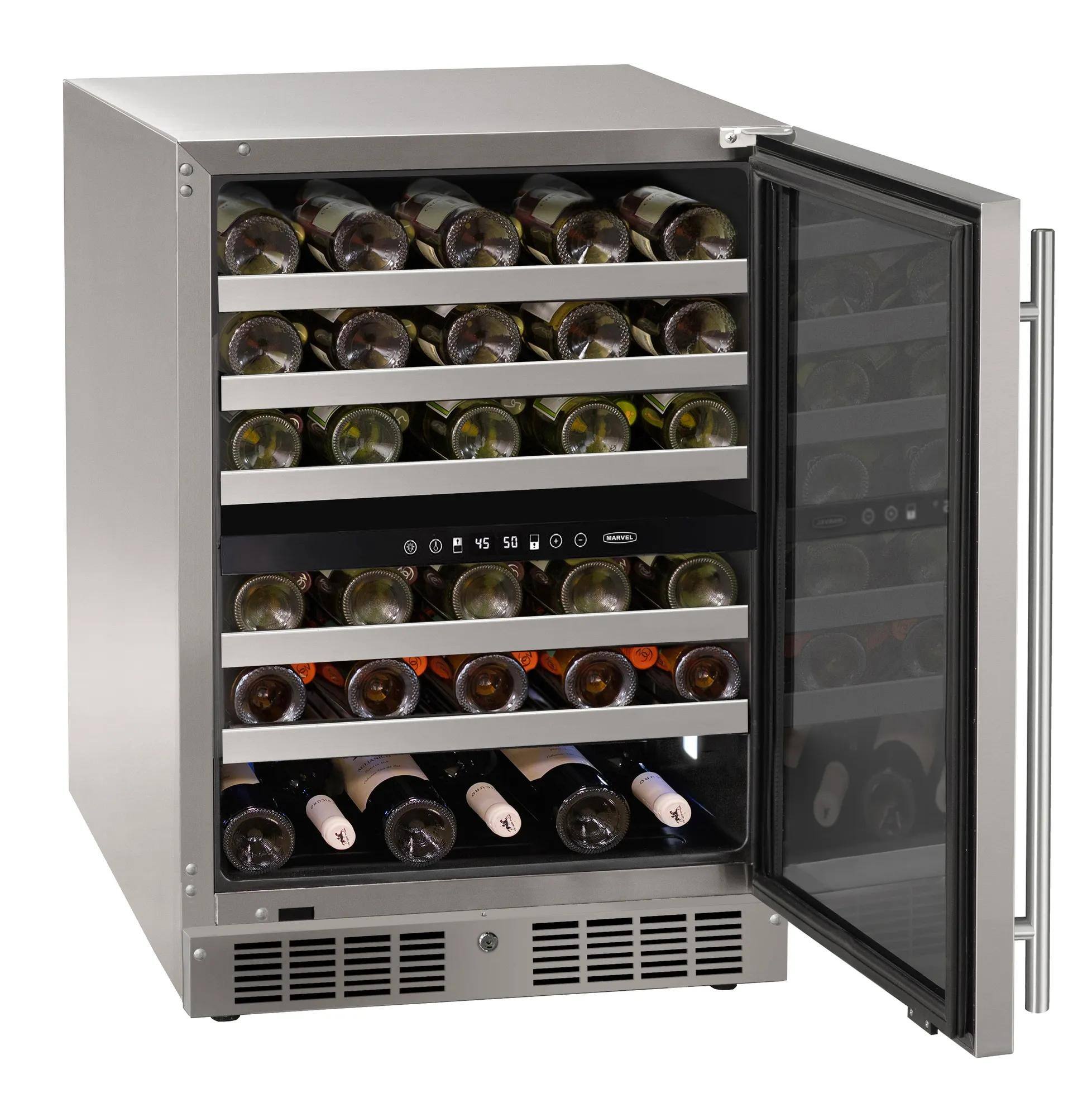 Alt View 1. Marvel - Marvel 24"W. 5.1 Cu.Ft. Built-In Dual- Zone Wine Refrigerator-Stainless Steel Frame/Glass - Stainless Steel.