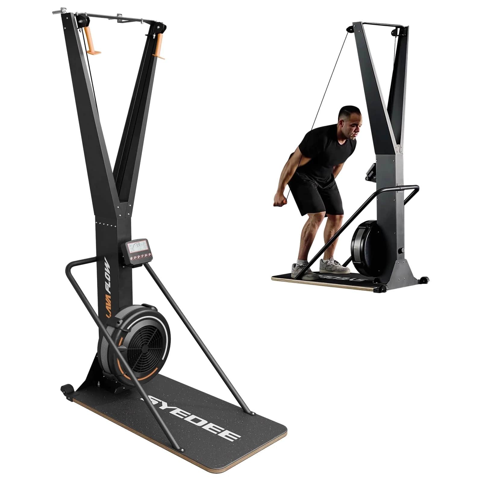 Syedee - Ski Exercise Machine, Indoor Aerobic Exercise Machine, Ski Equipment, Indoor Aerobic Wind Resistance, Home Gym Machine - Black