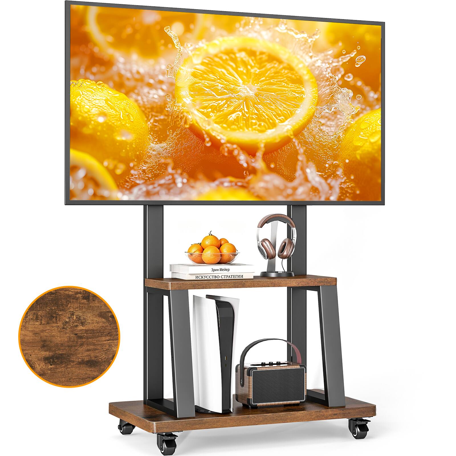 Angle. Rfiver - 35-75-inch heavy-duty mobile TV stand - Black.