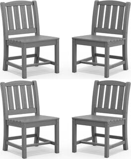 SERWALL - Outdoor Dining Chairs Set of 4, All-Weather HDPE Patio Armless Chairs Suitable Outdoor Dining Table, Grey - Gray