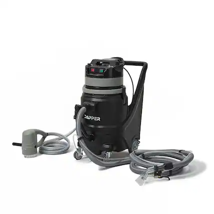 Front. Dapper Supply - Commercial Steam Wet/Dry Vacuum Cleaner with Extraction, 1 Gal. Solution & 3.5 Gal. Recovery Tank - Black.