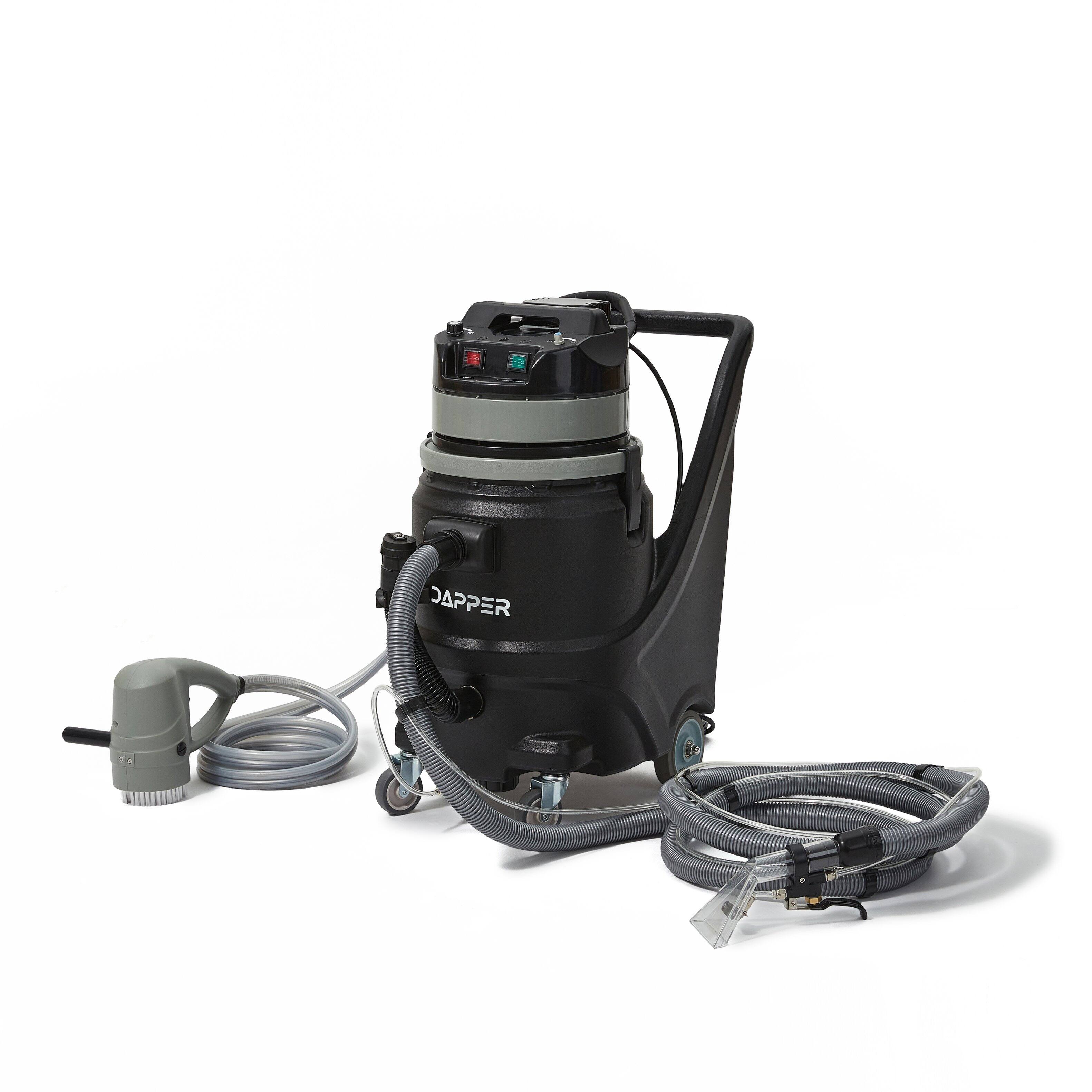 Front. Dapper Supply - Commercial Steam Wet/Dry Vacuum Cleaner with Extraction, 1 Gal. Solution & 3.5 Gal. Recovery Tank - Black.