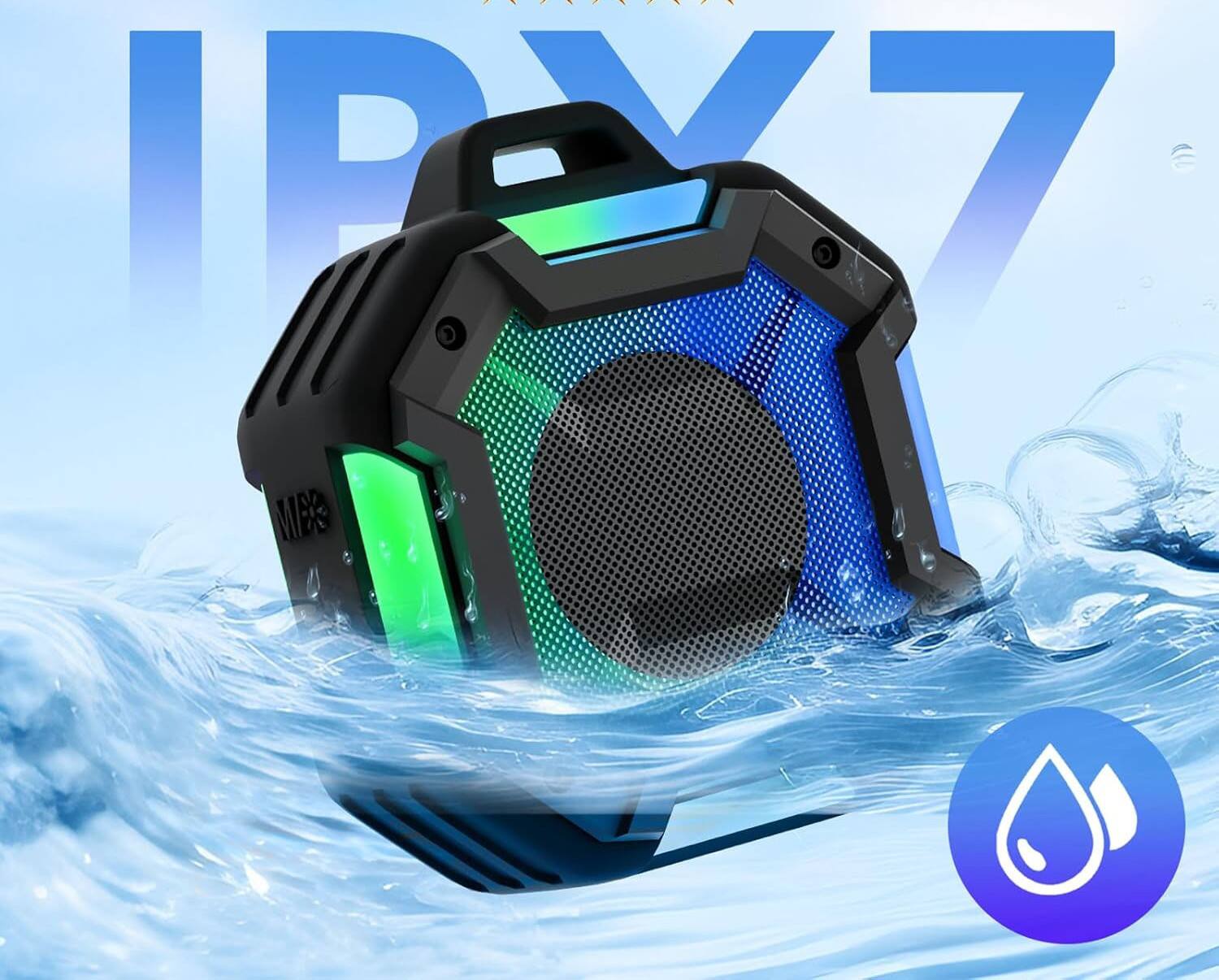 Alt View 2. FINEAK - Waterproof Bluetooth Speaker-Portable Sound for Shower & Outdoor Fun - Black.