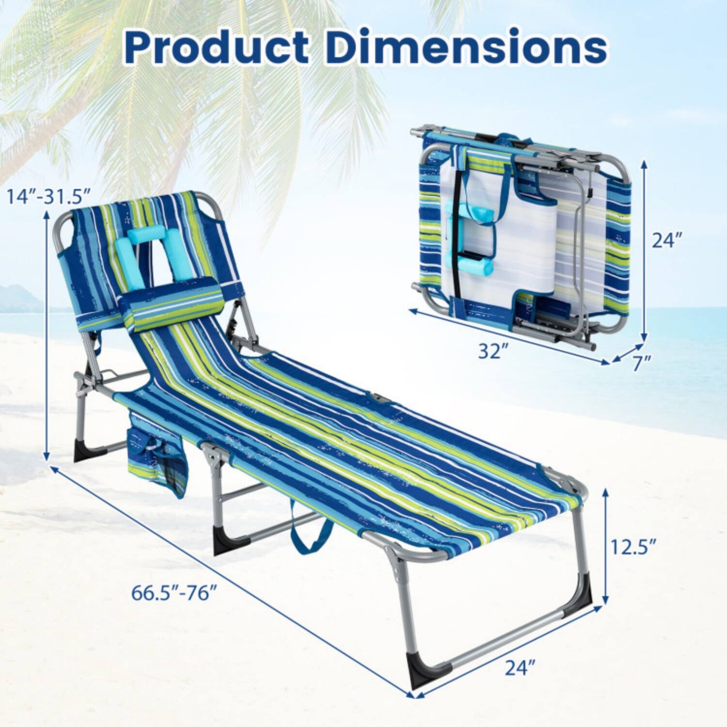 Product Dimensions: 14"-31.5" x 24" x 32" x 7" x 12.5" x 66.5"-76" x 24"