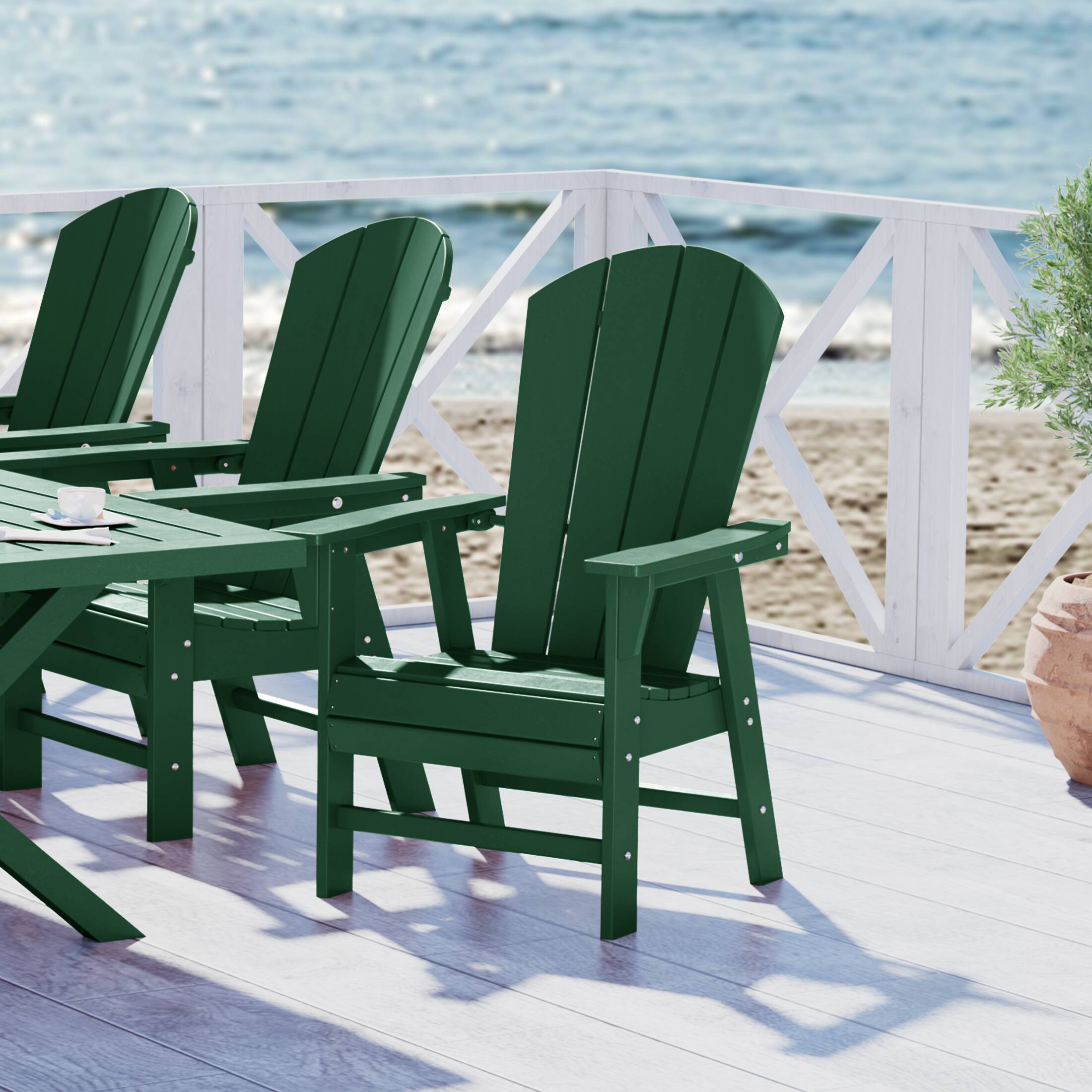 Angle. WestinTrends - WestinTrends Malibu Outdoor Patio HDPE Plastic Adirondack Dining Chair - Dark Green.