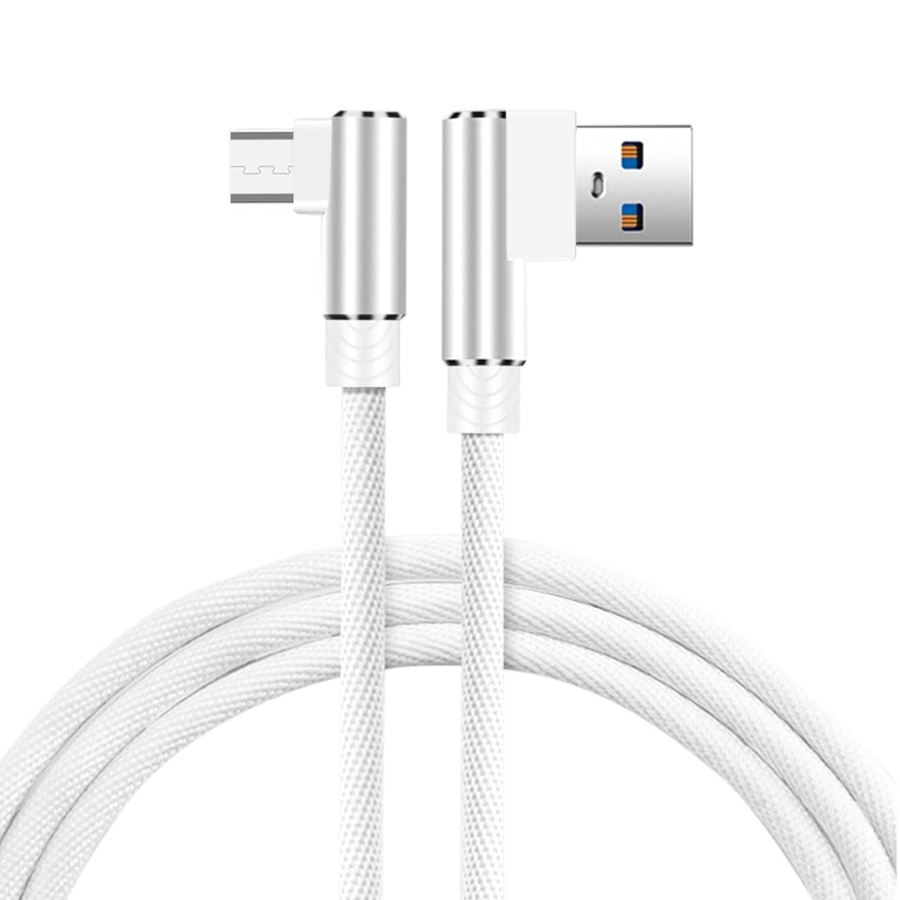 Reiko - 3.3Ft Nylon Braided Material Micro Usb 2.0 Data Cable In - White