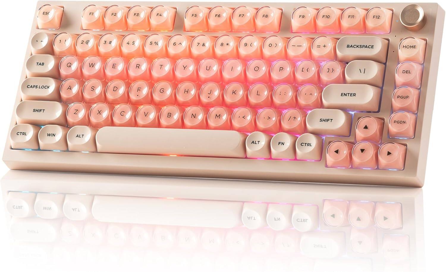 Sure, here is the corrected and grouped text from the image:

```
ESC F1 F2 F3 F4 F5 F6 F7 F8 F9 F10 F11 F12

1 ! 2 @ 3 # 4 $ 5 % 6 ^ 7 & 8 * 9 ( 0 ) - _ + = BACKSPACE

TAB Q W E R T Y U I O P [ { ] } | DEL

CAPS LOCK A S D F G H J K L ; : " ENTER

SHIFT Z X C V B N M , < . > / ? SHIFT

CTRL WIN ALT FN CTRL ALT FN CTRL

HOME PGUP PGDN

CTRL ALT FN
```