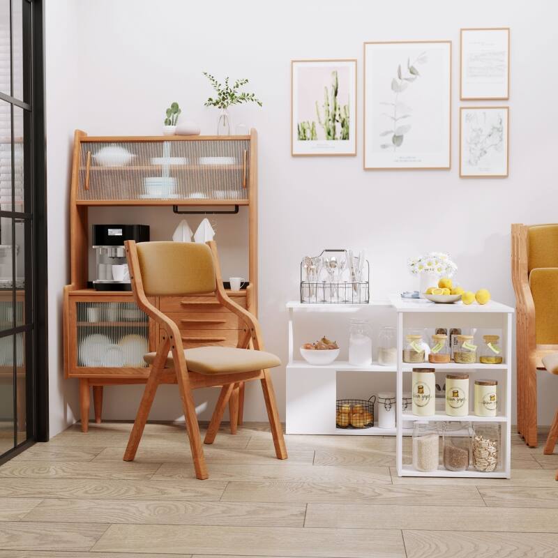 Back. Anysun - 360° Rotating L Shaped Corner Computer Desk with Storage Shelves, Versatile Workstation for Home Office - White.