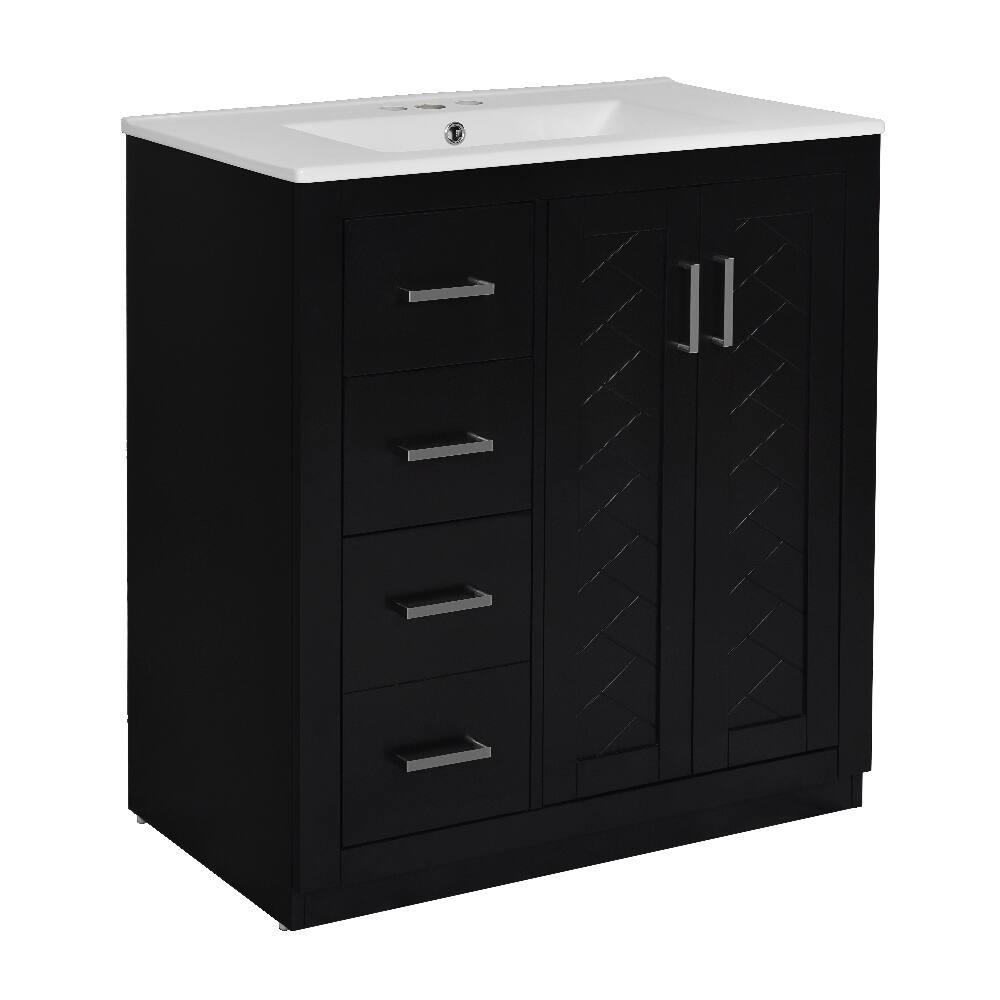 Alt View 10. Loheer - Loheer 30 inch bathroom vanity with sink Black Solid Wood Frame - Black.