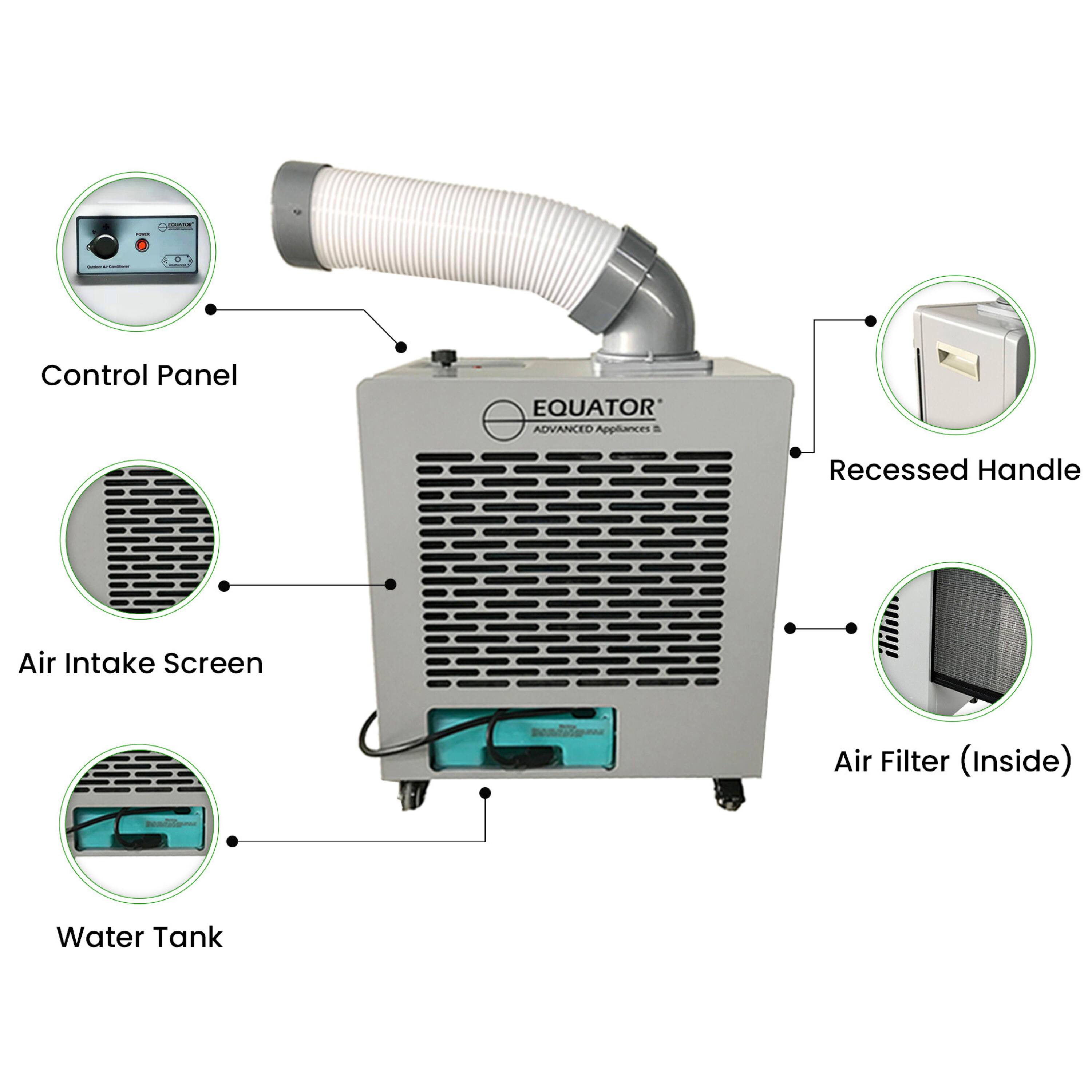 C - Control Panel  
EQUATOR ADVANCED Appliances  
Recessed Handle  
Air Intake Screen  
Air Filter (Inside)  
Water Tank