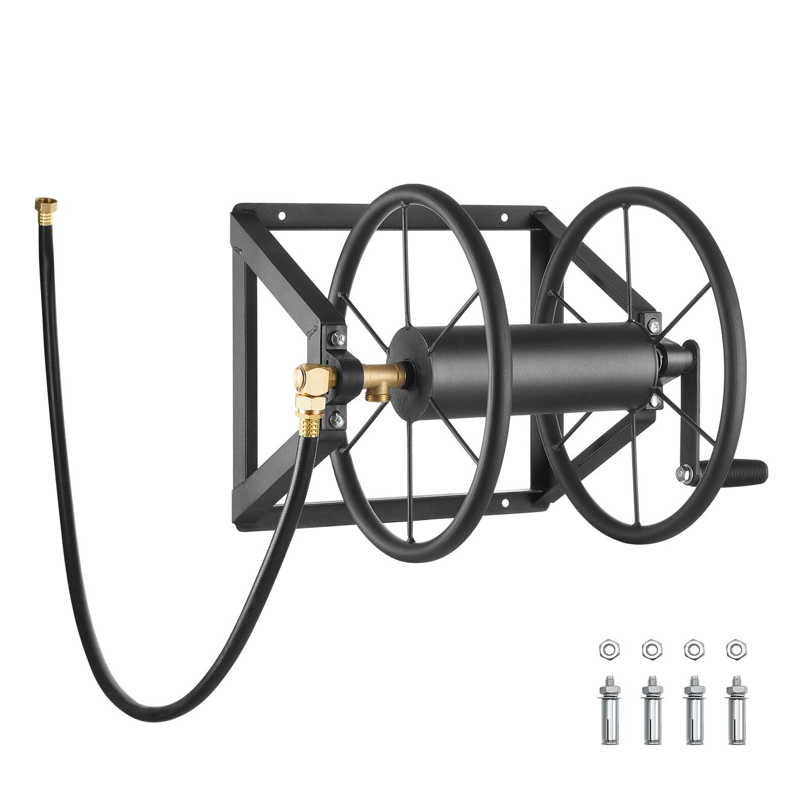 LOVMOR - Wall Mounted Garden Hose Reel 200ft 5 8 in Manual Winder Brass Fitting