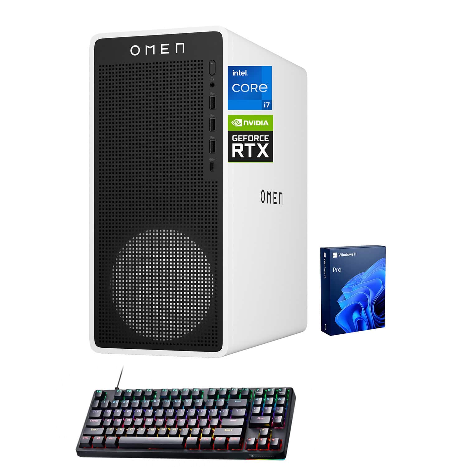 HP - OMEN 16L Gaming Desktop - Intel Core i7-14700F - NVIDIA GeForce RTX 4060 - 16GB RAM - 1TB SSD - Thunderobot RGB Keyboard - White