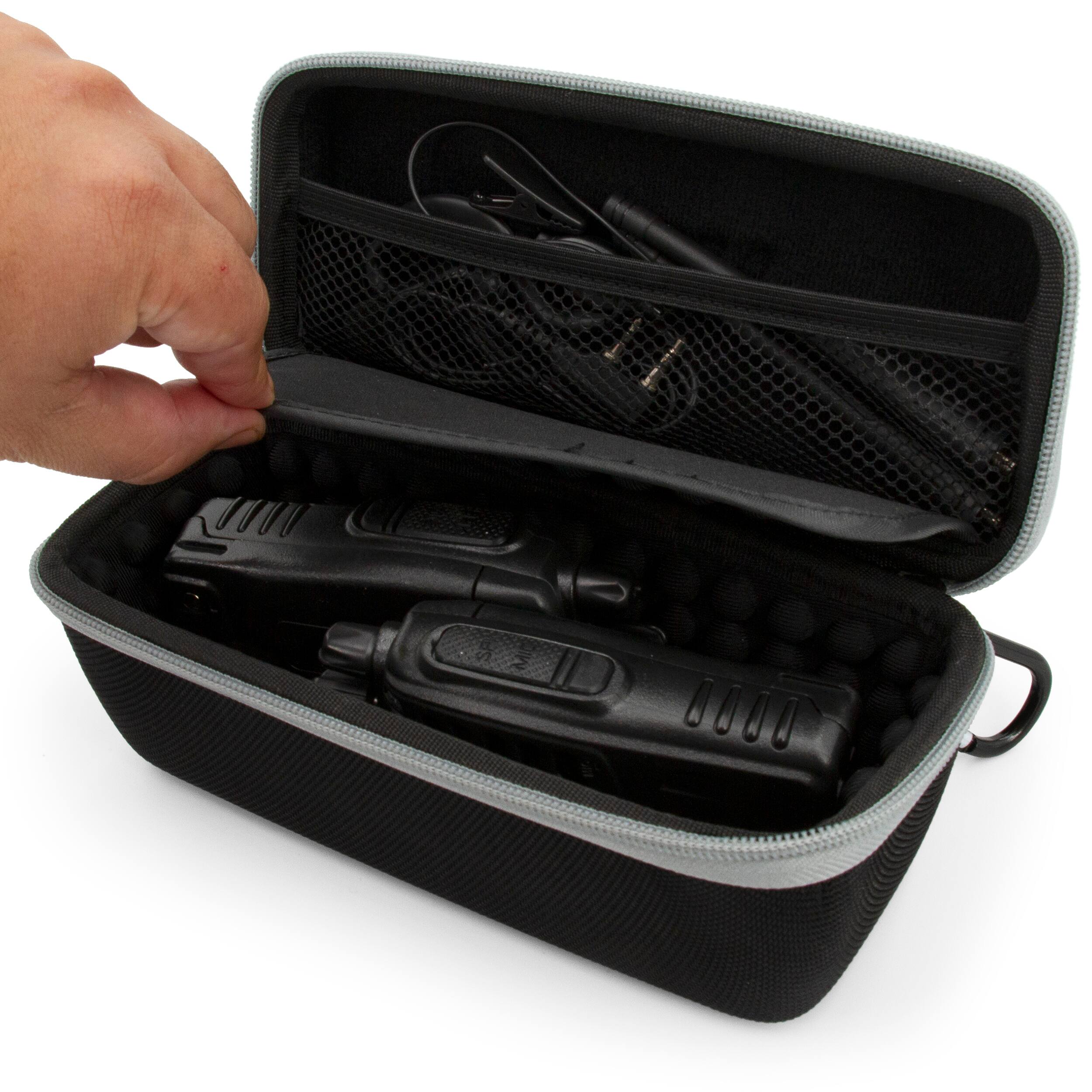 Alt View 2. CASEMATIX - Walkie Talkie Case for Midland 2 Way Radio, Cobra Handheld CB Radios, Uniden and More - Case Only - Black.