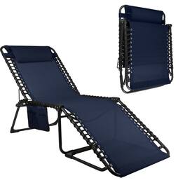 Lavish Home - 3 Position Outdoor Lounge Chair - Navy Blue