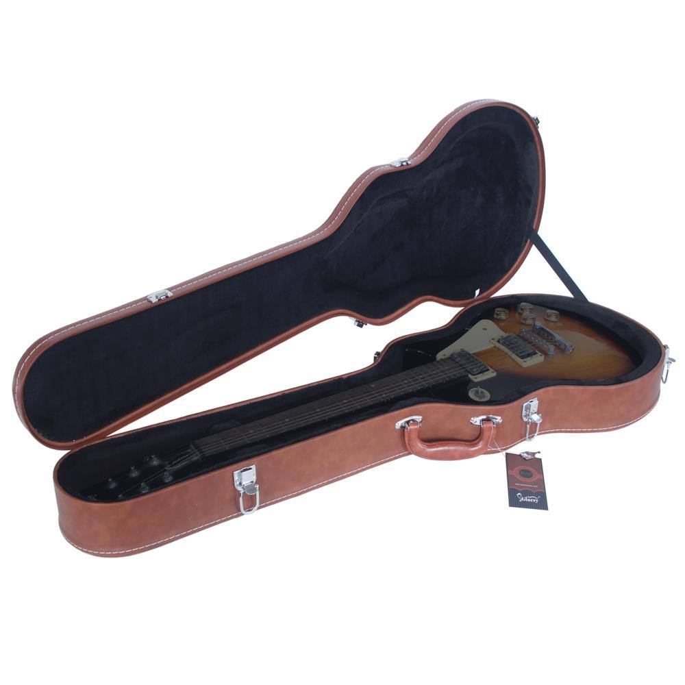 Left. Winado - Electric Guitar Hard Case, Wooden Hard-Shell Protect Carrying Case for KLP-Style Electric Guitar with Lock Latch Padding.