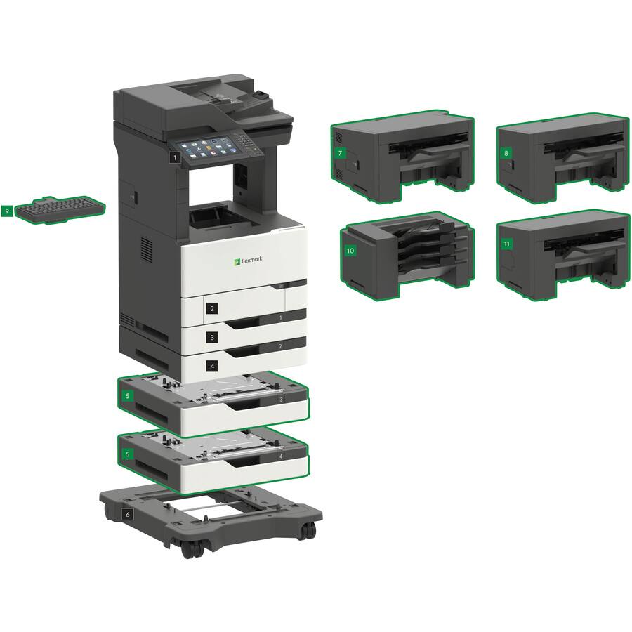 Alt View 1. Lexmark - Lexmark MX822ade Laser Multifunction Printer - Monochrome - Copier/Fax/Printer/Scanner - 55 ppm Mono Print - 1200 x 1200 - Monochrome.