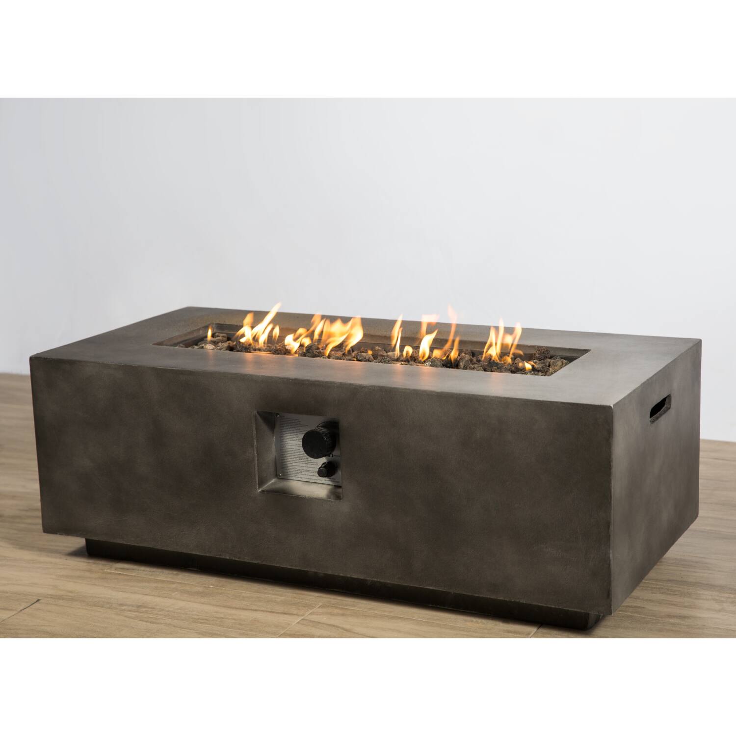 Front. TinyHomie - Concrete Propane Natural Gas Fire Pit Table.