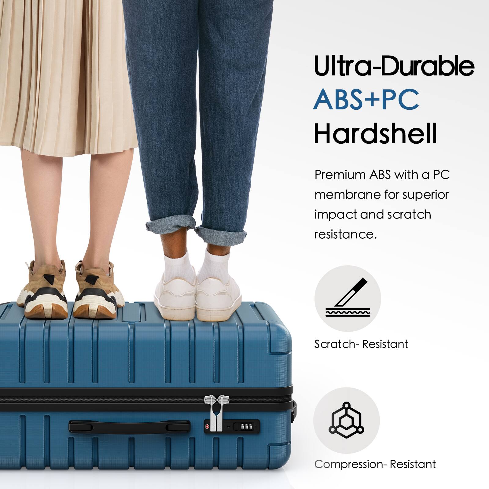 Ultra-Durable ABS+PC Hardshell

Premium ABS with a PC membrane for superior impact and scratch resistance.

Scratch-Resistant

Compression-Resistant