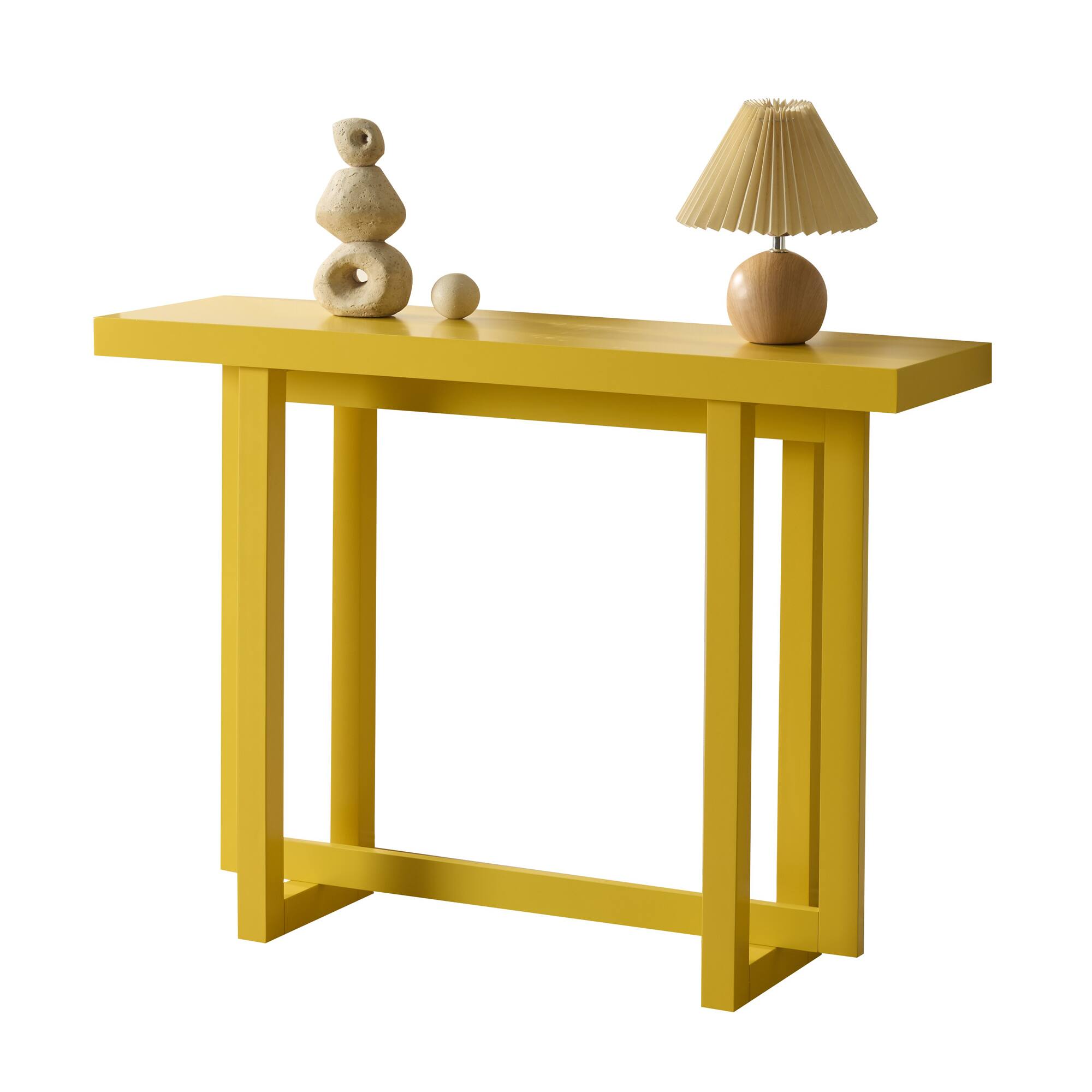 Angle. Kings Brand Furniture - Kings Brand Furniture Console Table for Entryway, Wood Sofa Table Behind Couch, and Entry Table for Living Room - Banana.