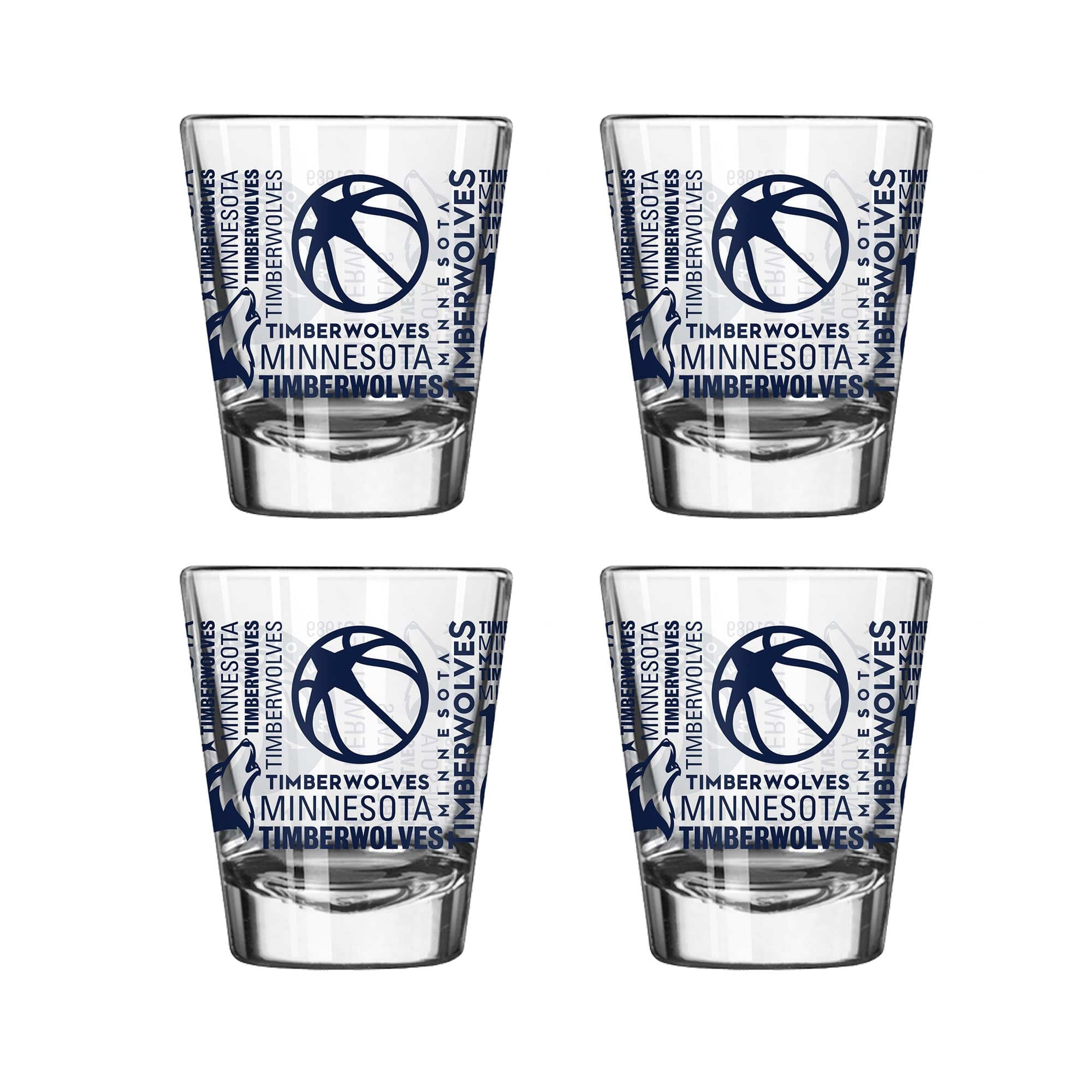 Logo Brands - Minnesota Timberwolves 4-Pack 2oz. Shot Glass Set - Multicolor