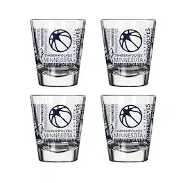 Logo Brands - Minnesota Timberwolves 4-Pack 2oz. Shot Glass Set - Multicolor