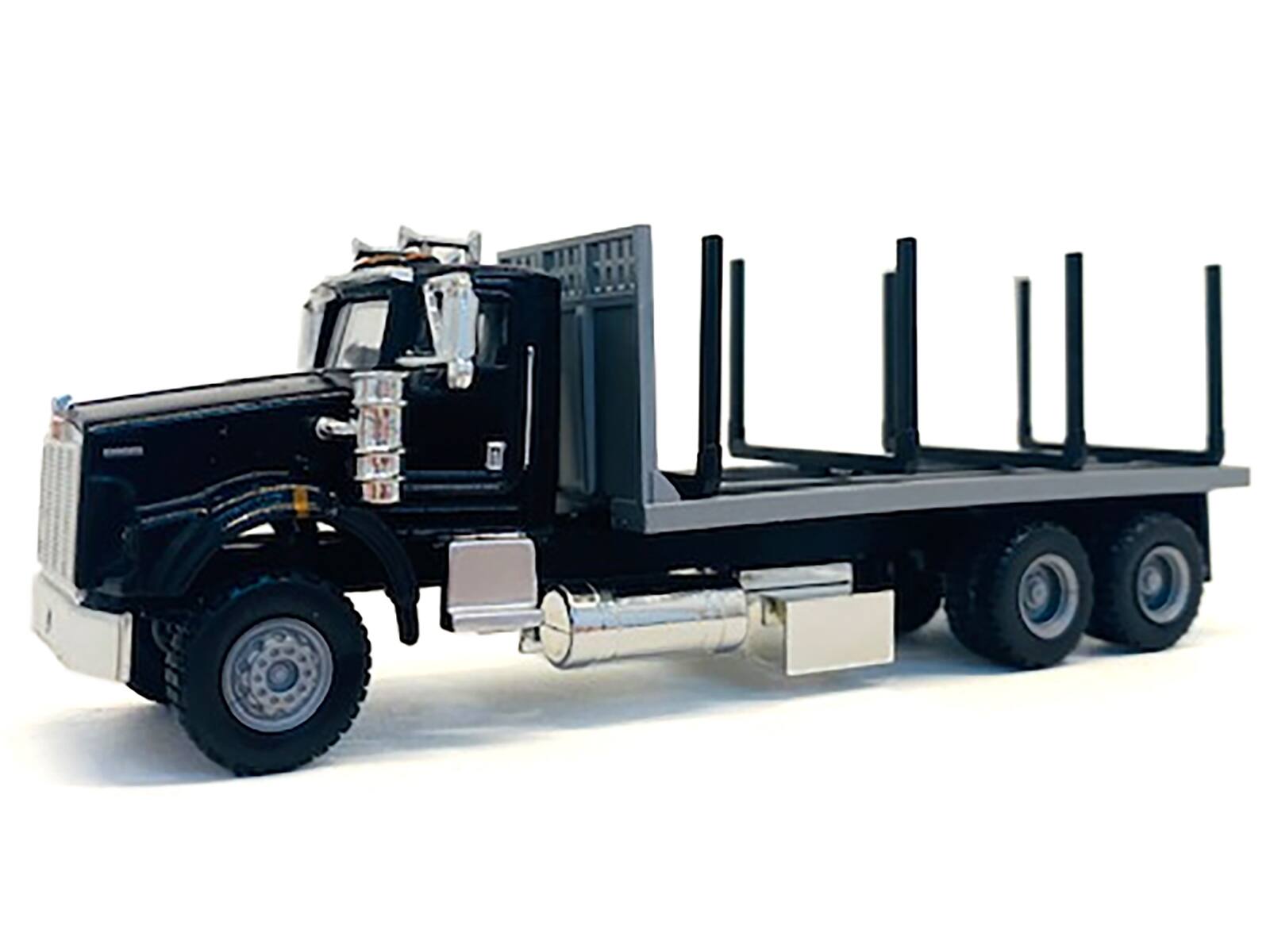 Angle. Promotex - Kenworth T800 Stake Bed Truck Black 1/87 (HO) Plastic Model Car by Promotex - Black.