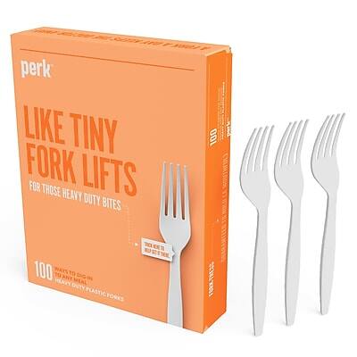 Perk - Plastic Fork, Heavy-Weight, 100/Pack - White