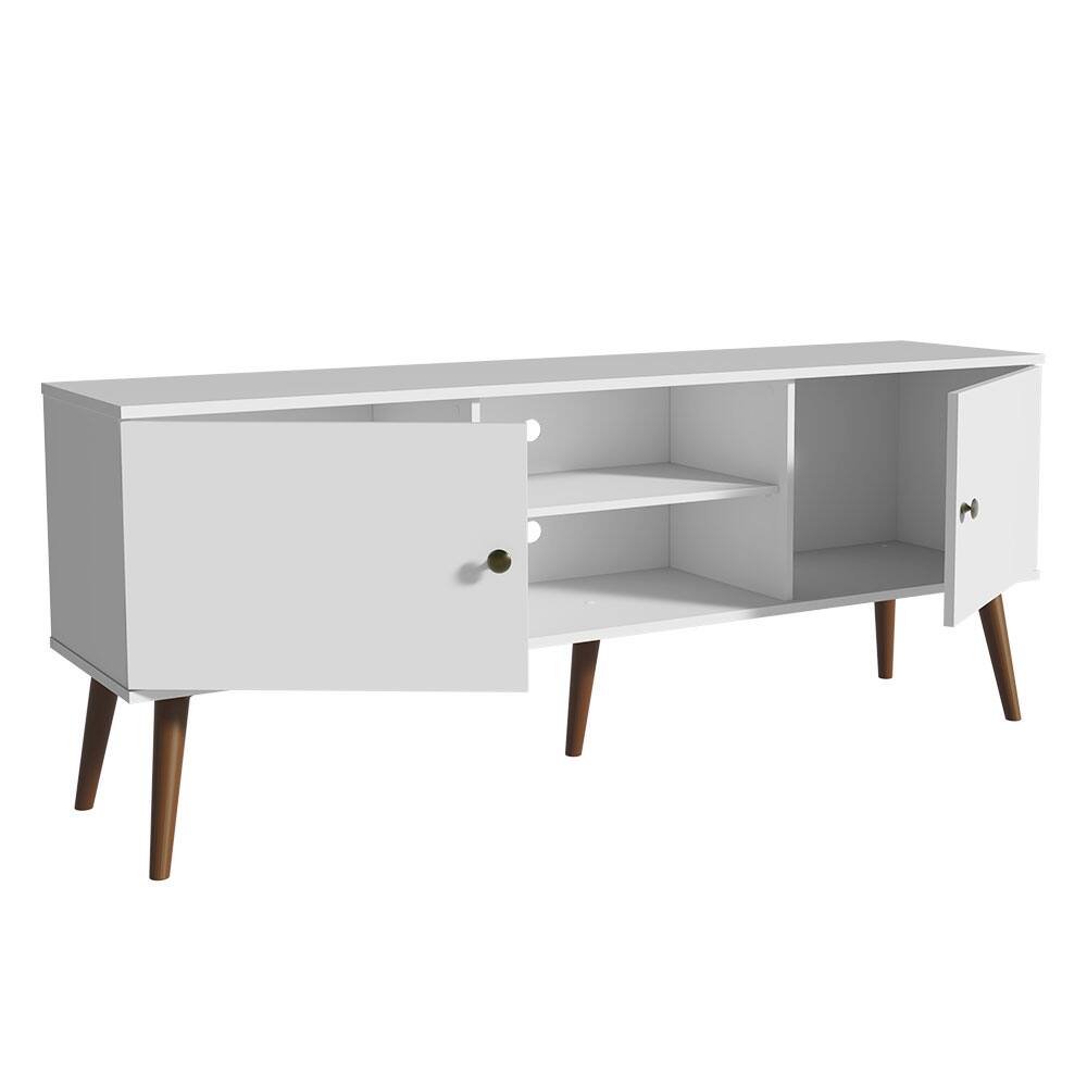 Back. Madesa - Madesa TV Stand Mid-Century Console with 2 Doors and 2 Shelves and Metal Knobs 59"L Media Storage - White - White.