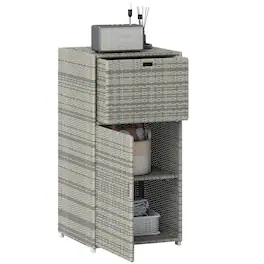 Outsunny - Outdoor Towel Rack & Pool Storage Cabinet/Hot Tub Accessory Storage, 24"x24"x47" - Gray