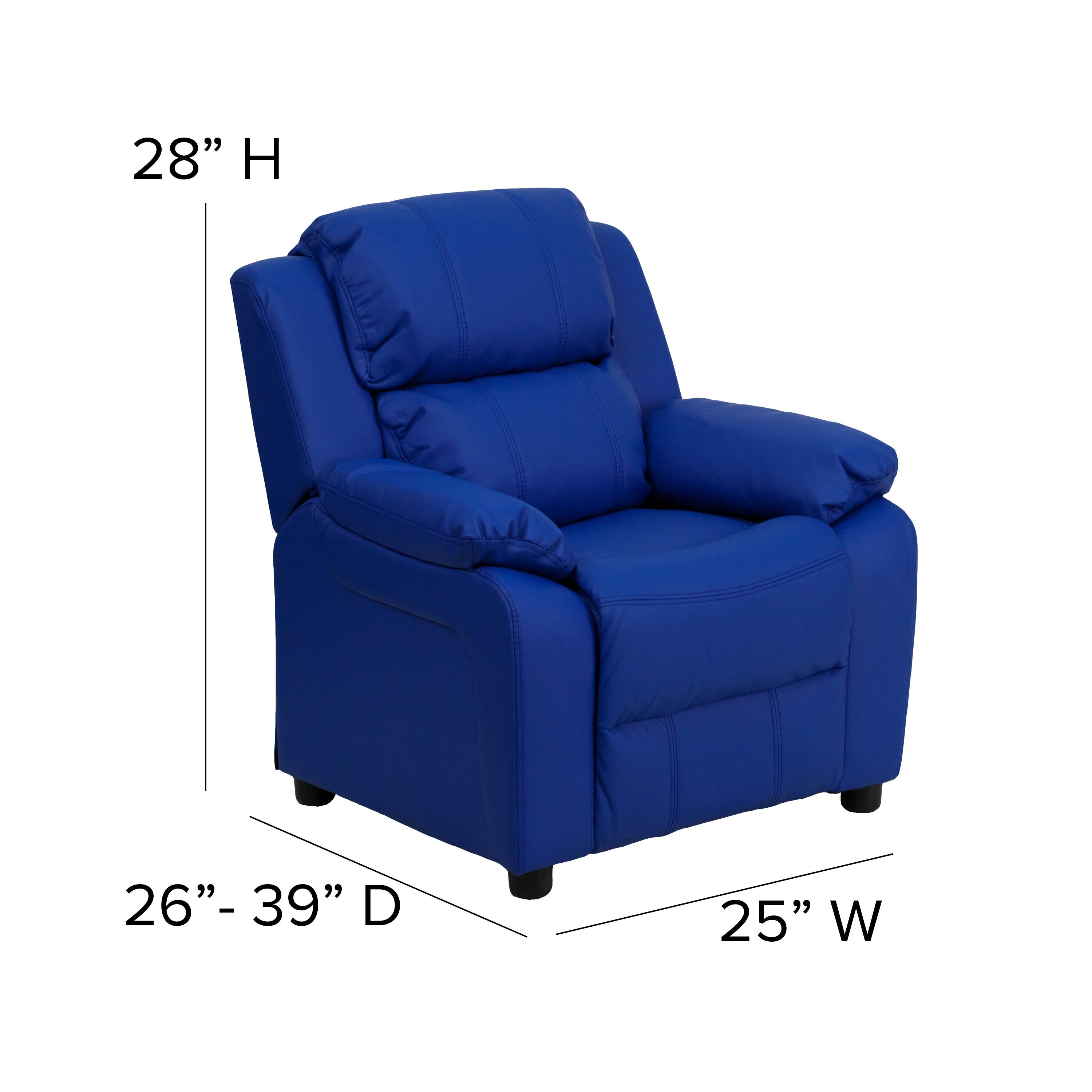 Alamont Home Deluxe Padded Contemporary Kids Recliner with Storage Arms ...