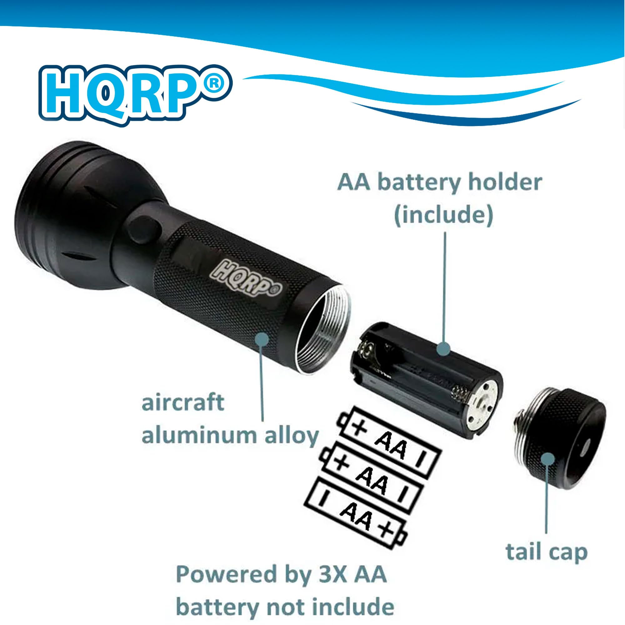 HQRP HORPO AA battery holder (include) aircraft aluminum alloy + AA I + AA I I AA + Powered by 3X AA battery not include tail cap