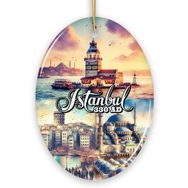 OrnamentallyYou - Istanbul City Historical Landmarks and Cultural Ornament Artistic Turkey Gift Oval - Multi-colored