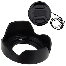 Fotodiox - Reversible Lens Hood Kit with Cap - 43mm Reversible Tulip Flower Hood w/Cap - Black