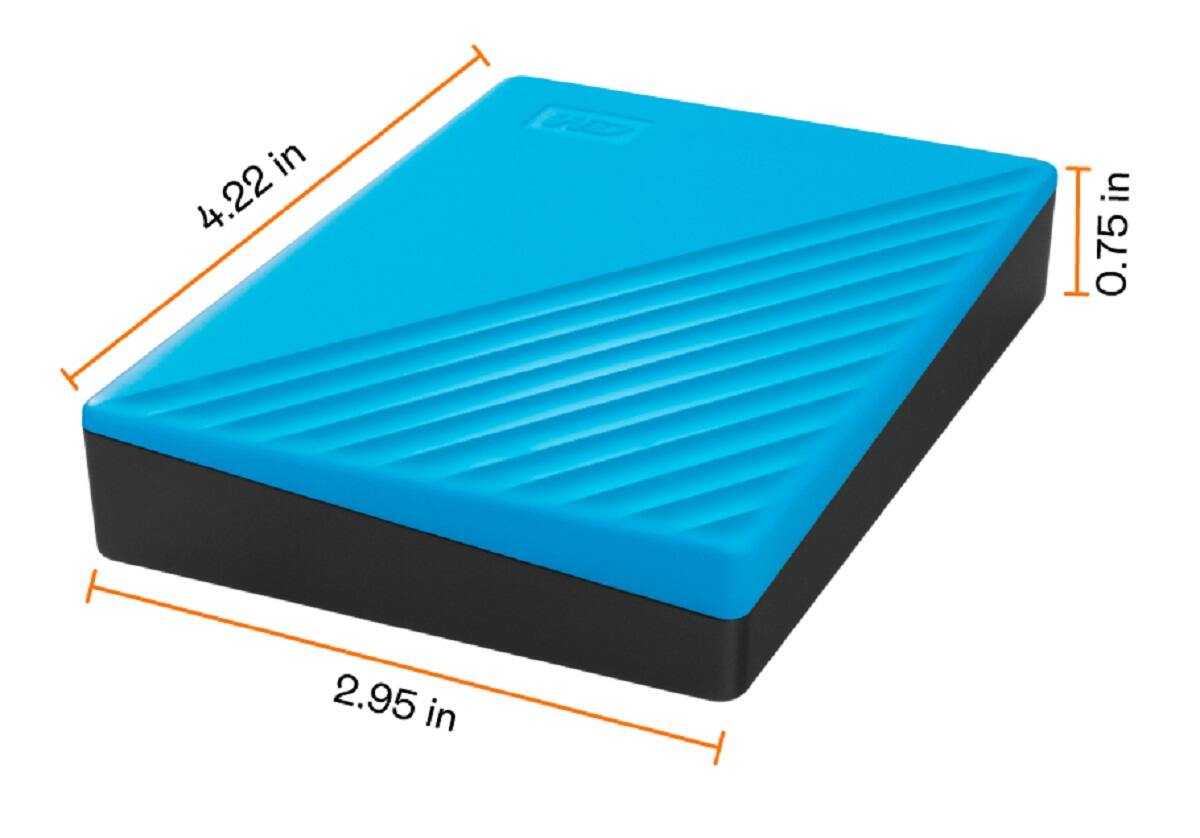 Angle. WD - My Passport 4TB External USB 3.0 Portable Hard Drive - Blue.