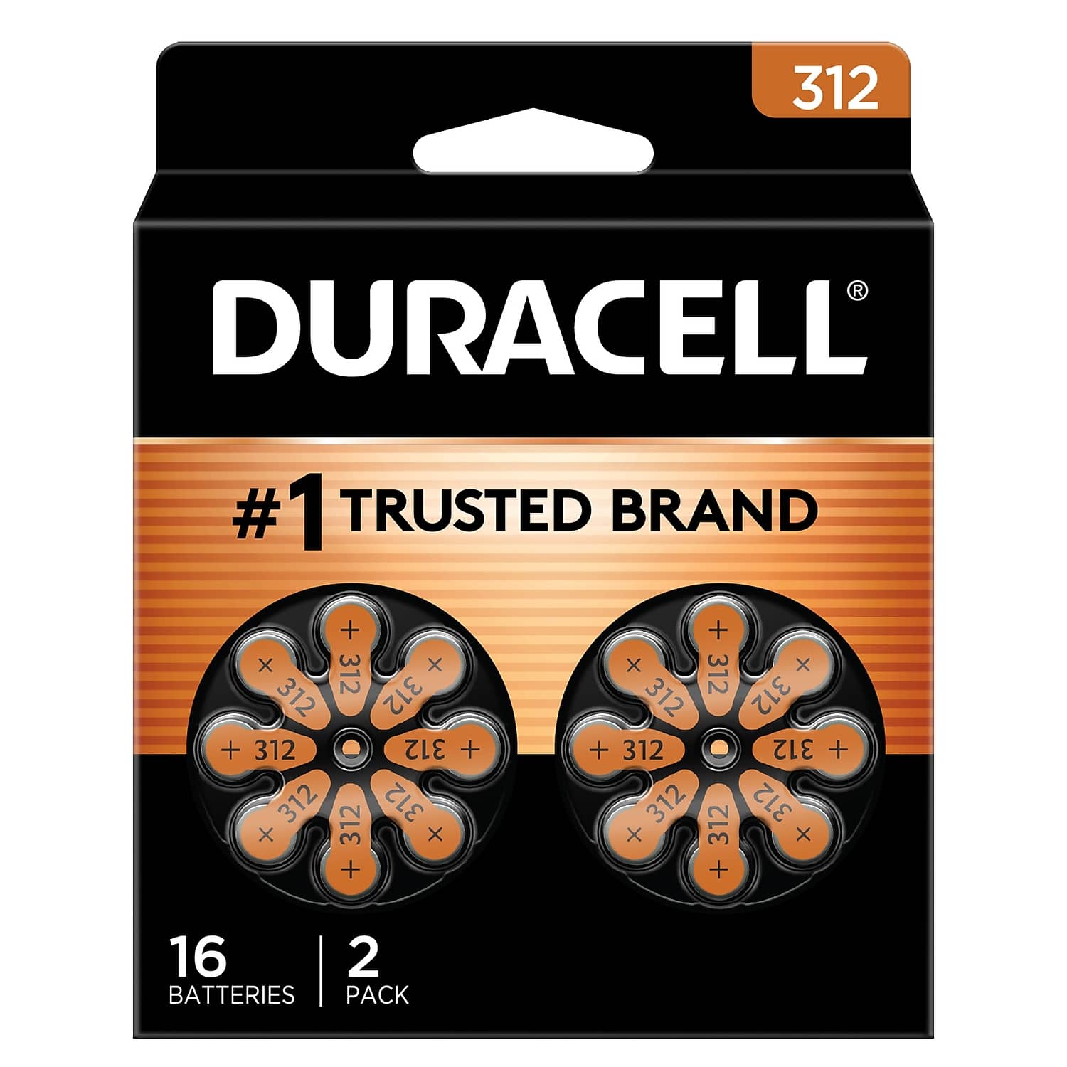 DURACELL  
#1 TRUSTED BRAND  

312  
16 BATTERIES  
2 PACK