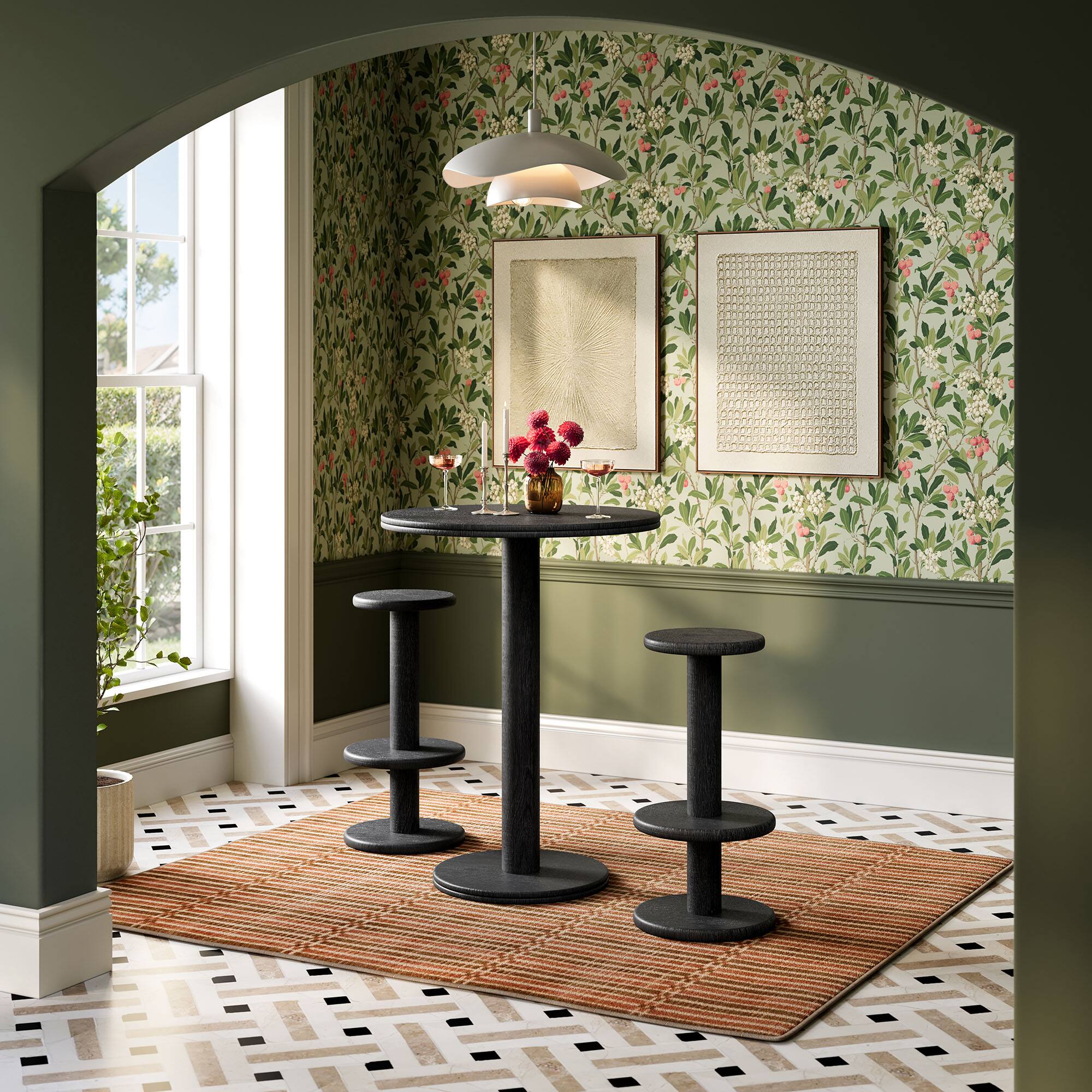 Alt View 2. Modway - Neo 3-Piece Round Indoor - Outdoor Patio Wood Bar Table And Stool Set by Modway - Black.