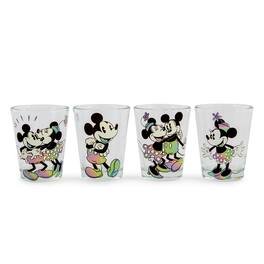 Silver Buffalo - Disney Mickey and Minnie Mouse Rainbow 2-Ounce Mini Shot Glasses | Set of 4 - Clear