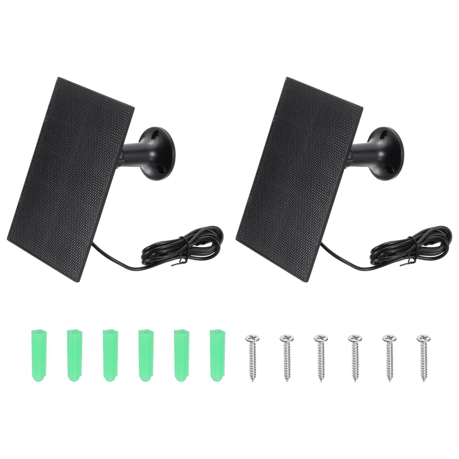 Front. Unique Bargains - 2pcs Solar Panel for Ring Camera, 4W 6V USB Solar Panel Charger with 6ft Type-C Port Cable 360°Adjustable Wall Mount - Black.