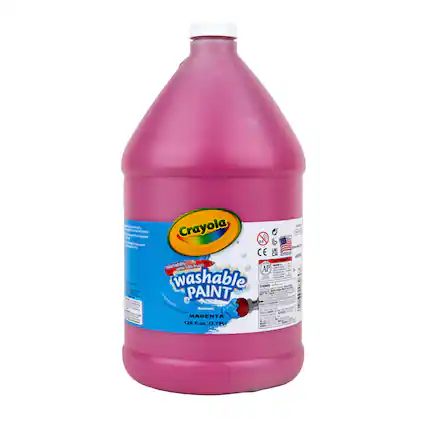 - Crayola
- Washable Paint
- Magenta
- 128 fl. oz. (3.79L)
- Non-toxic
- AP
- CE
- UK
- Washability you can trust!
