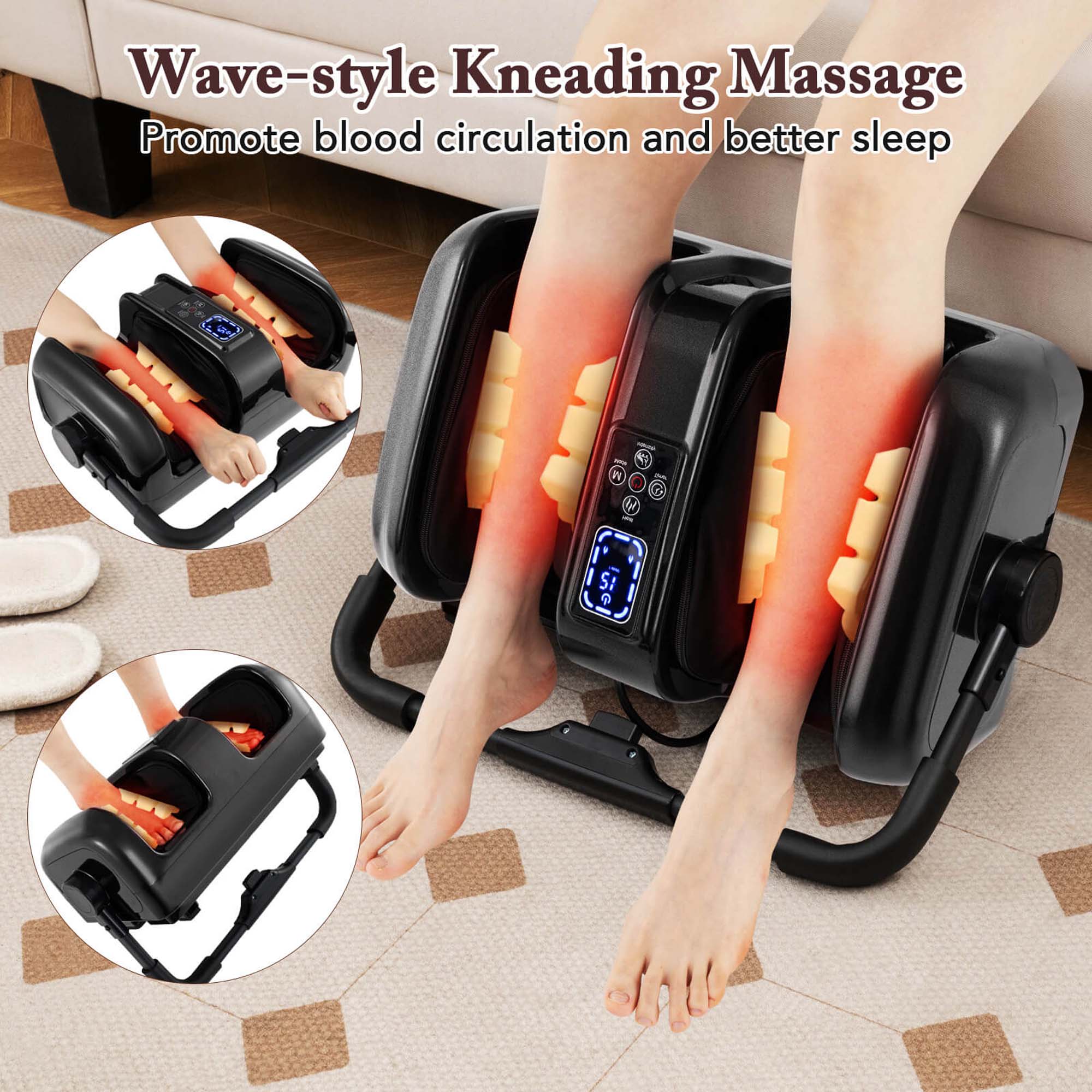 Wave-style Kneading Massage: Promote blood circulation and better sleep.