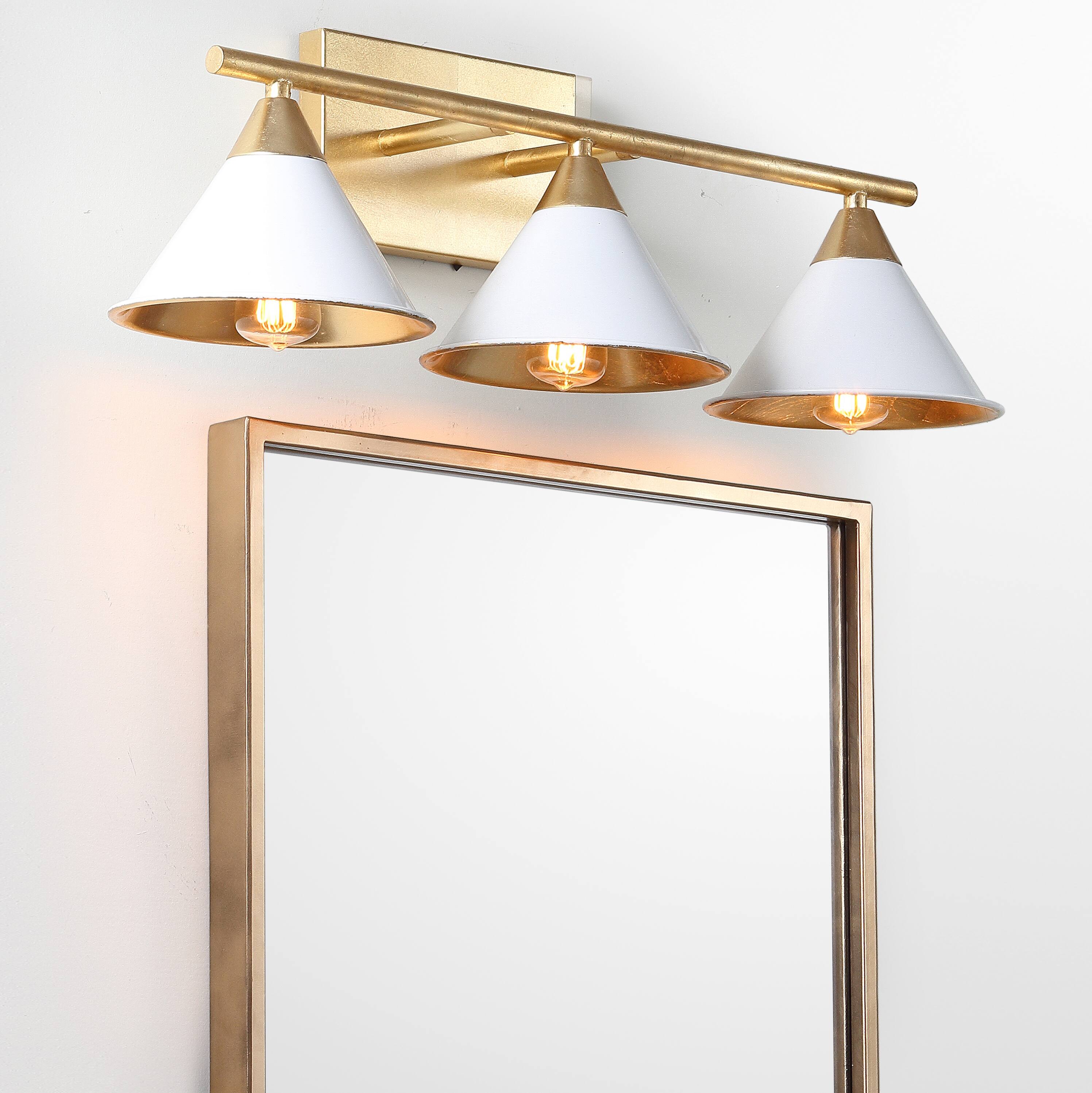 Alt View 1. Jonathan Y - Yvette 3-Light 25" Metal Vanity Wall Light, White/Gold - White.