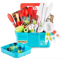 NutriChef - Kids Cooking & Baking Set, Includes Apron, Nylon Knives, Utensils, & Baking Tools, Great for Ages 4+