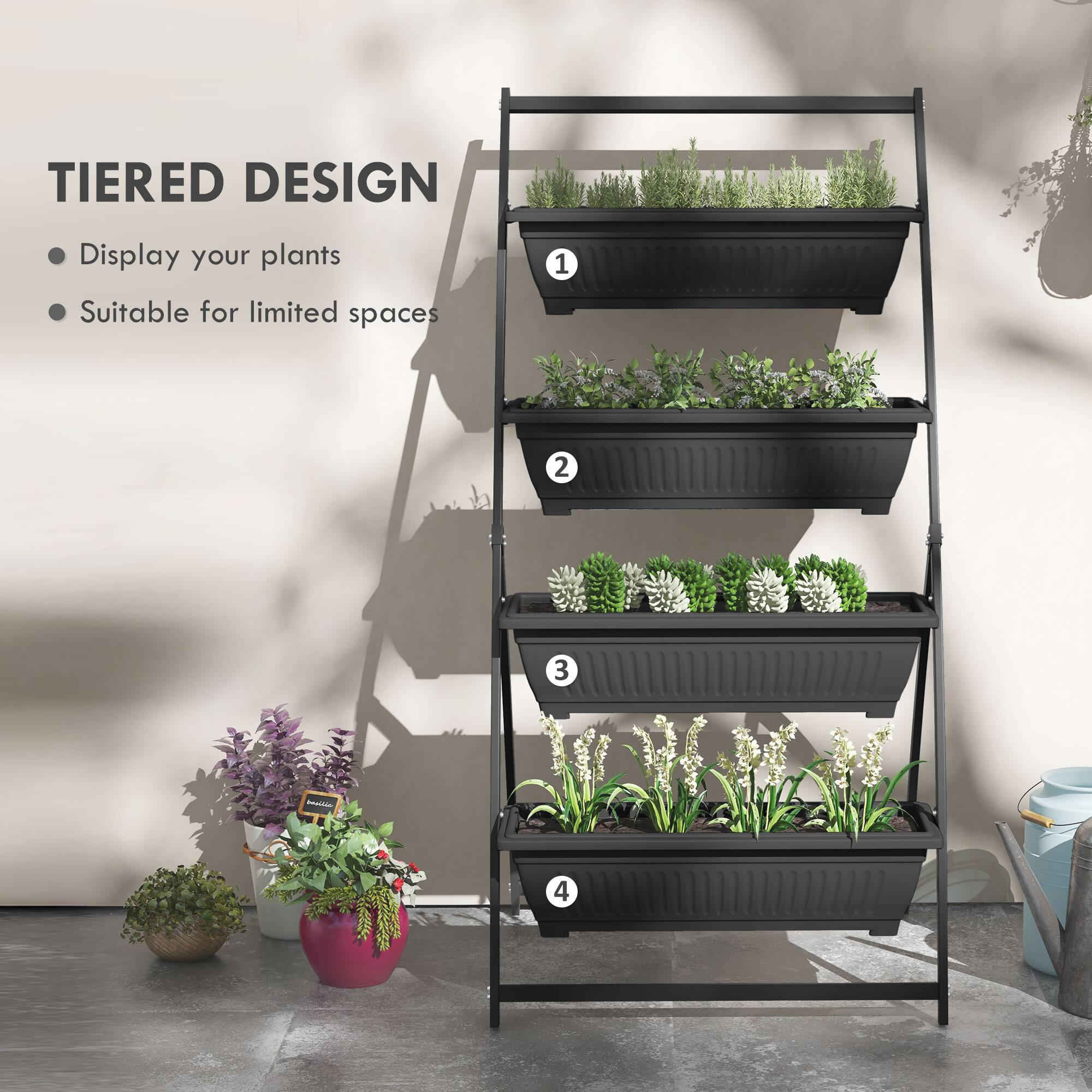 TIERED DESIGN  
- Display your plants  
- Suitable for limited spaces  

1  
2  
3  
4