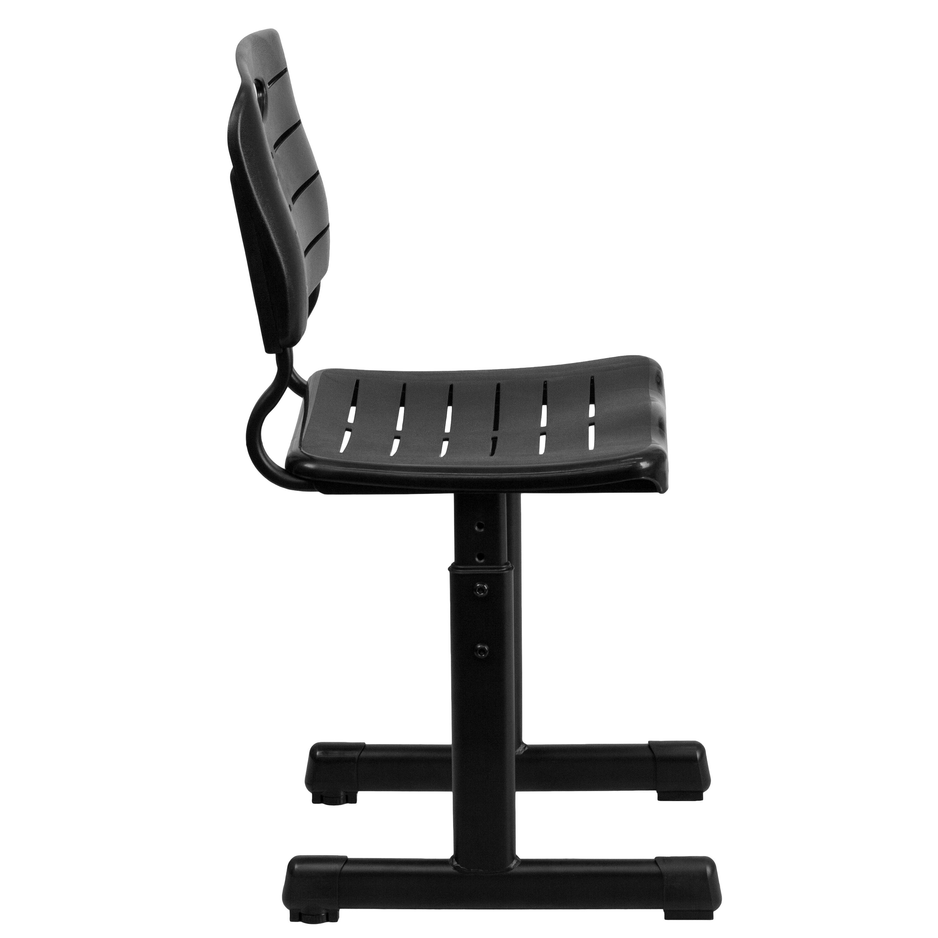 Alt View 5. Emma + Oliver - Adjustable Height Student Chair with Pedestal Frame - Black.