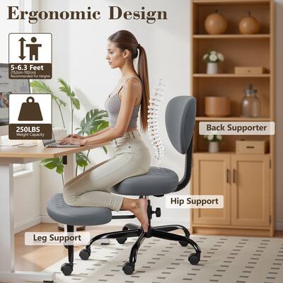 KERDOM Ergonomic Wide Cross Legged Office Chair with Wheels, Yoga